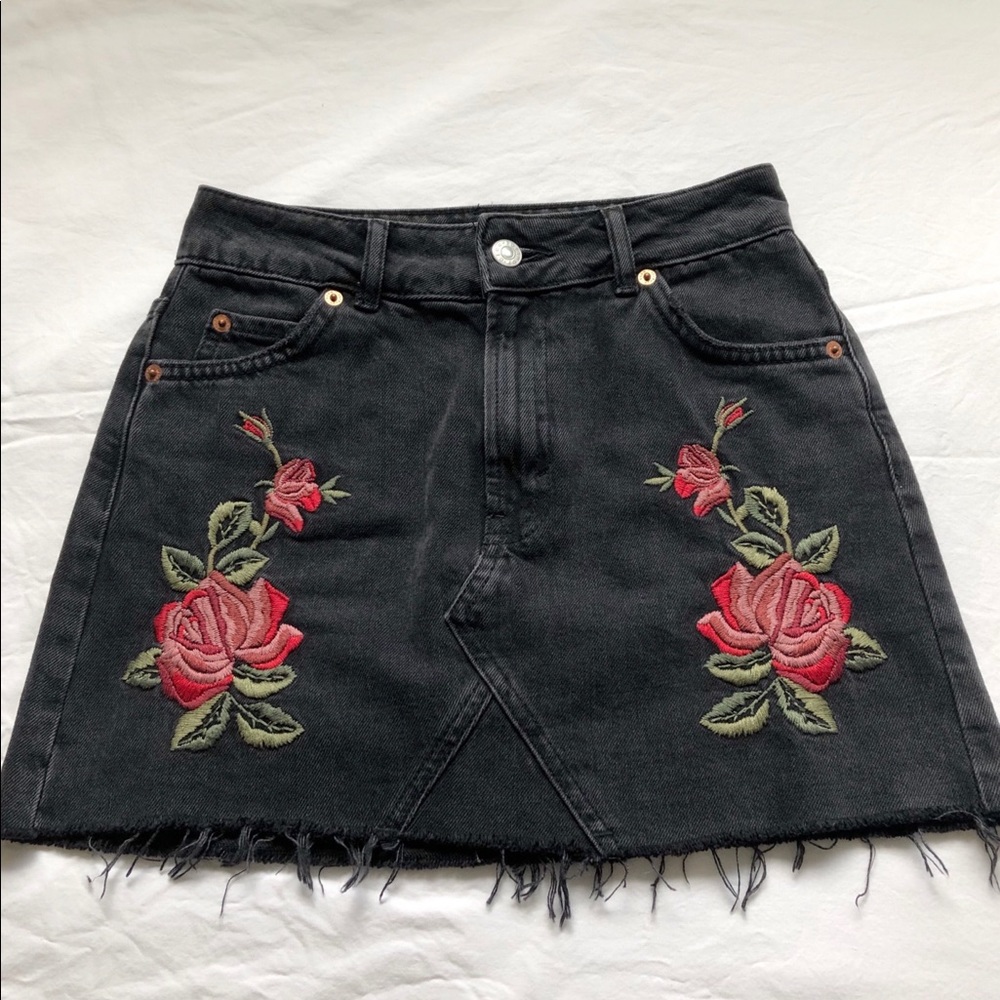 Topshop Rose Embroidered Skirt